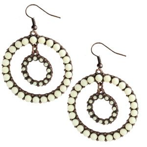 3/$20 Ivory & Copper Circle Drop Earrings